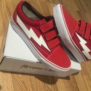 Revenge x Storm Red Velcro Strap Vans Low Top Brand New - Size 8